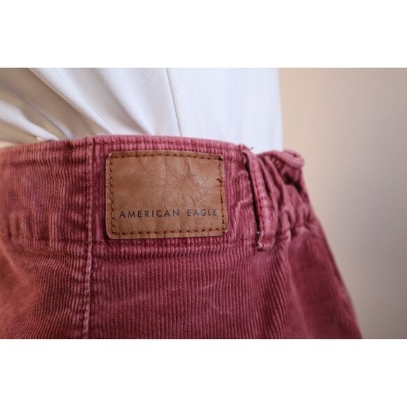 American Eagle Women's Corduroy‎ Skirt Super Stretch Burgundy Size 14 - Picture 5 of 12
